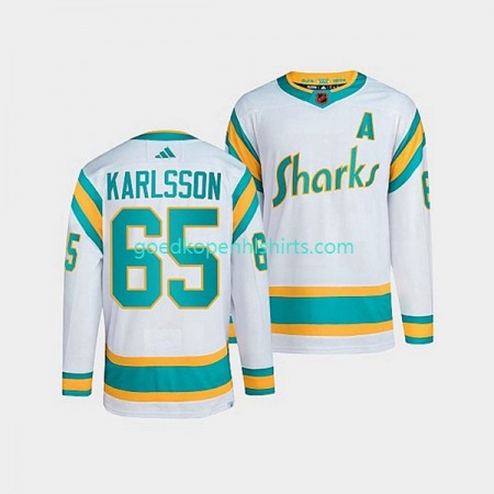 San Jose Sharks Erik Karlsson 65 Adidas 2022 Reverse Retro Wit Authentic Shirt - Mannen